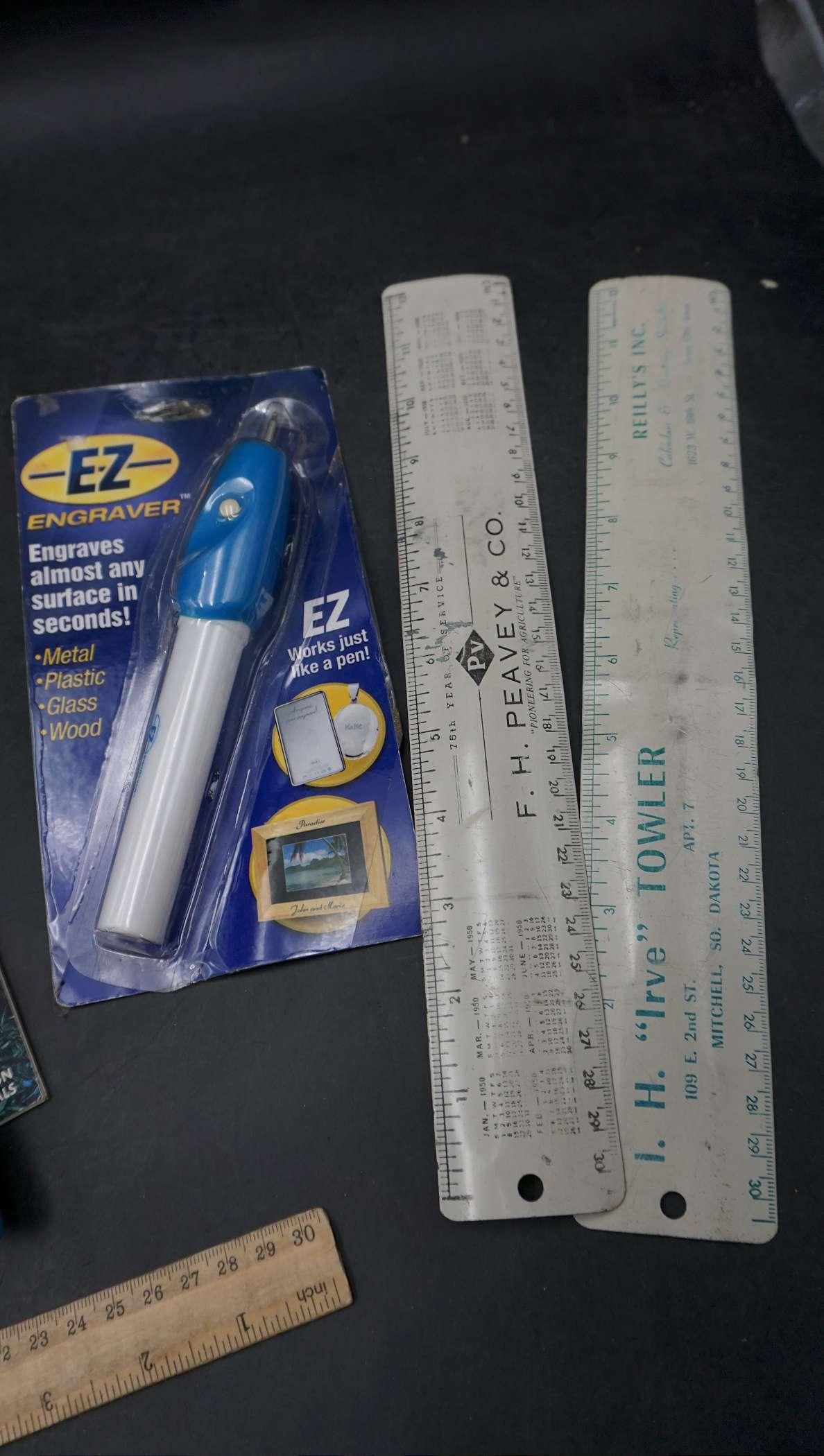 Sign, Rulers, Ez Engraver, Magazine & Knives