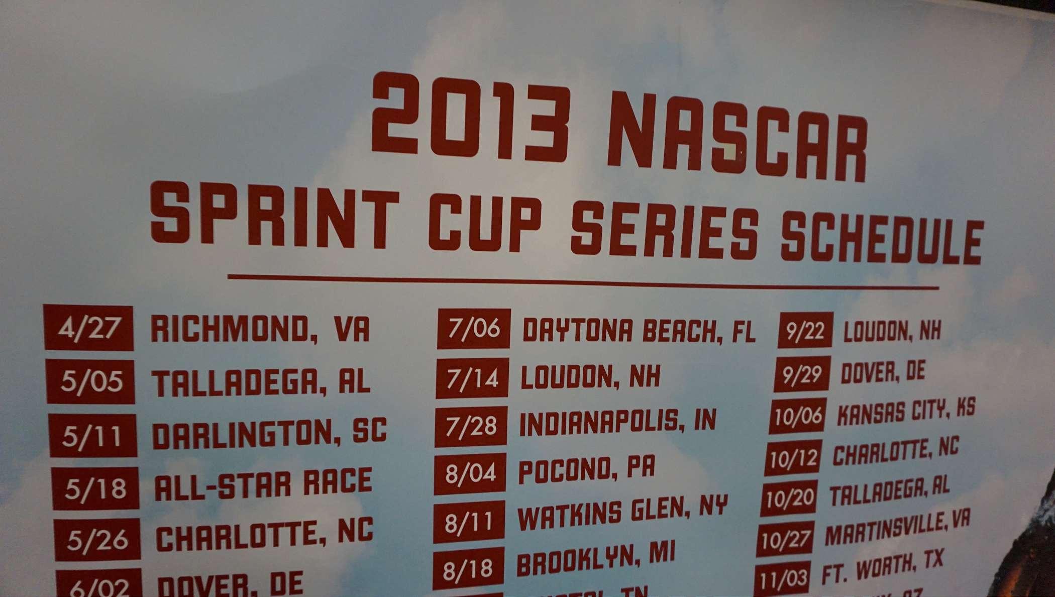 2013 Nascar Sprint Cup Series Schedule