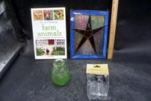 Vase, Droppers, Star Stained Glass & Farm Animal Book