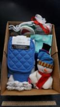 Kitchen Pads, Towels, Linens, Crossword Book & Snowman