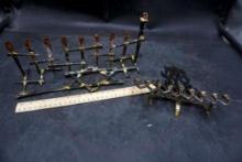 Metal Nail Menorah Sculpture & Fire Menorah