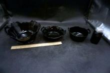 Black Bowls & Shaker (Chipped)