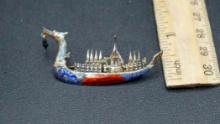 Sterling Silver Siam Viking Ship Brooch