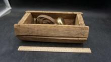 Wooden Box W/ Comb & Door Knobs