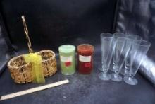 Basket, Candles & Fluted Glasses