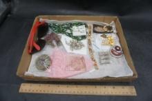 Assorted Jewelry, Brooches, Sunglasses, Handkerchief