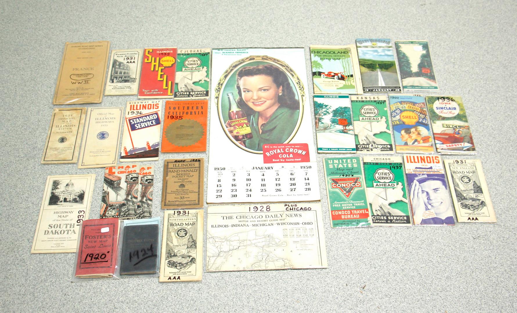 Vintage RC Cola Calendar w/Road Maps & Brochures