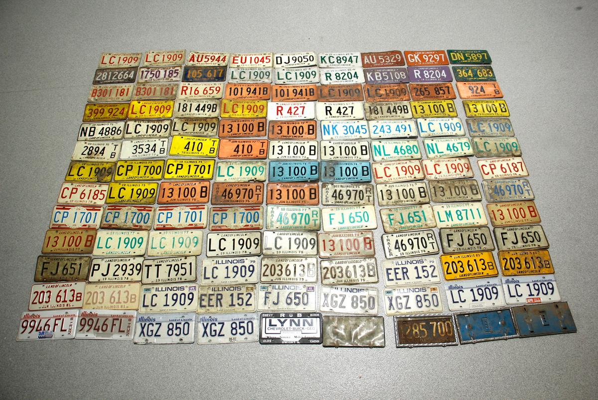 1960s-1970s Vintage Illinois License Plates
