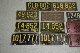 1930s-1940s, two 1980s Vintage Illinois License Plates