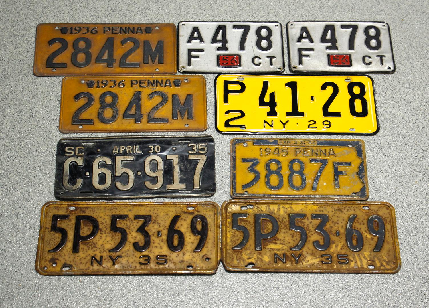 1919-1952 Vintage License Plates