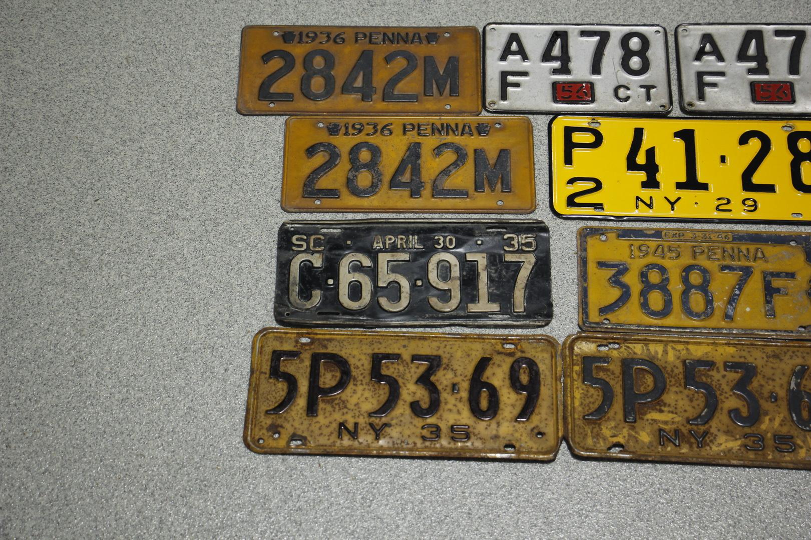 1919-1952 Vintage License Plates