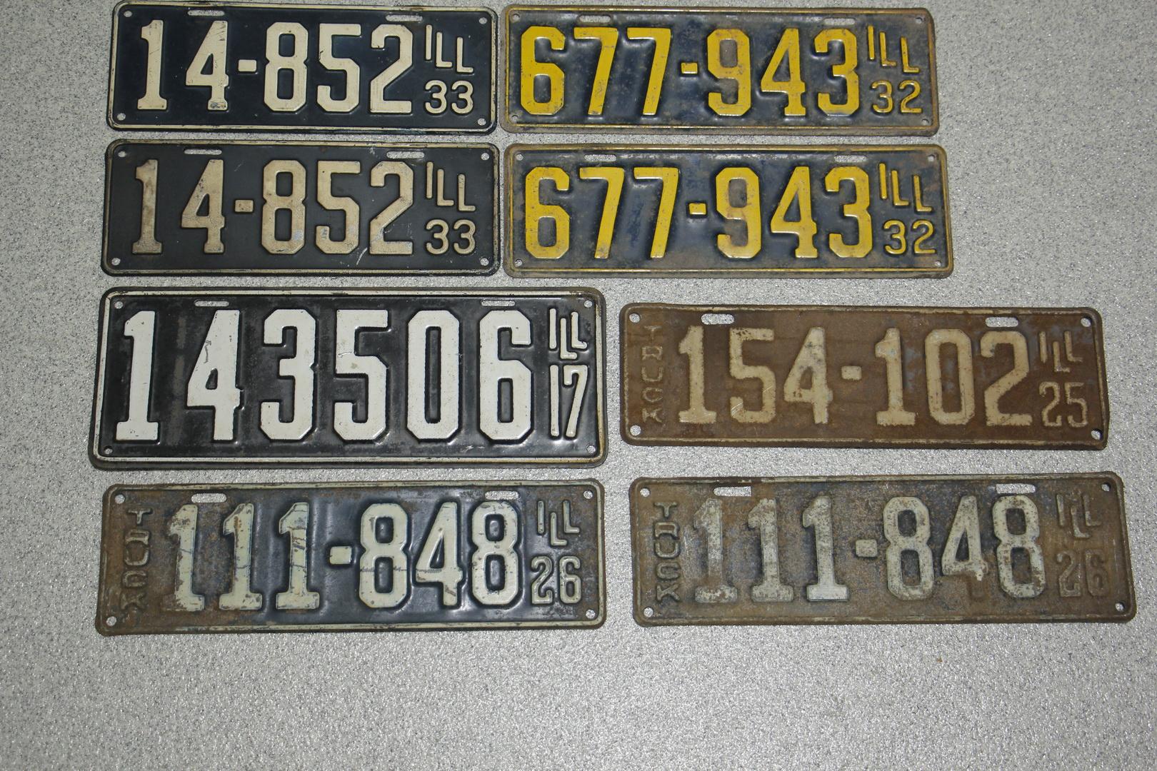 1915-1930s Vintage Illinois License Plates