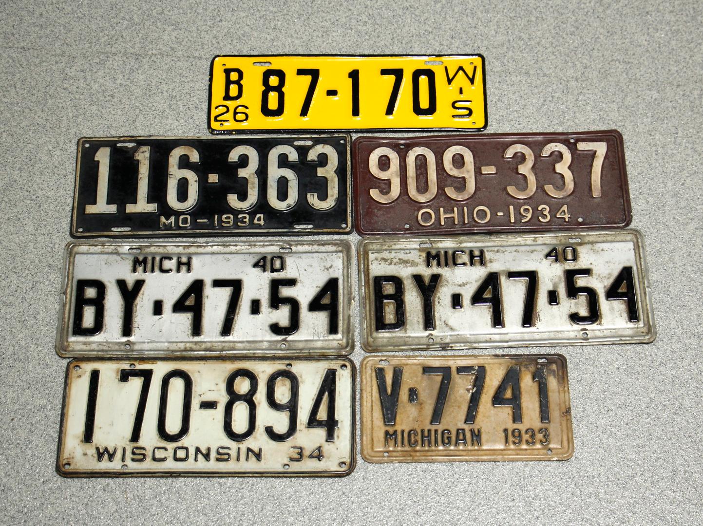 1926-1940 Vintage License Plates