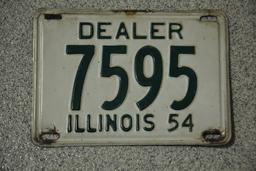 1954 Rare Vintage Illinois Automobile Dealer License Plate