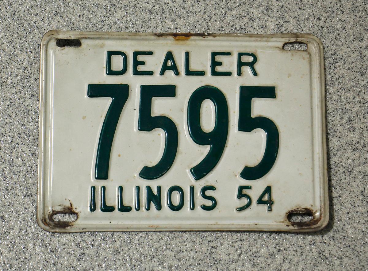 1954 Rare Vintage Illinois Automobile Dealer License Plate
