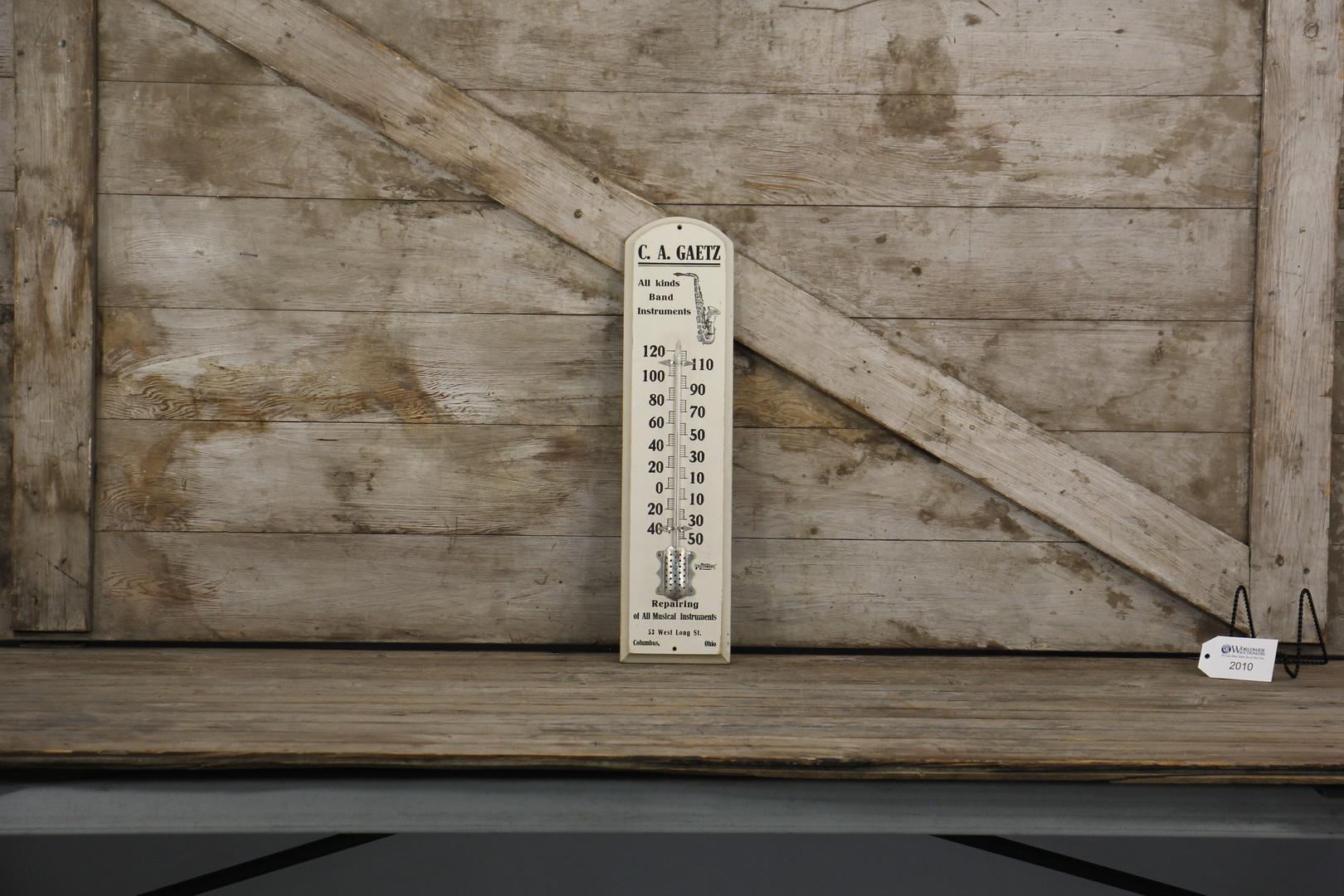 C.A. GAETZ Band Instruments Advertising Thermometer Sign