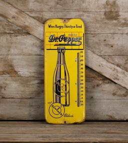 Dr Pepper Yellow Advertising Thermometer Sign