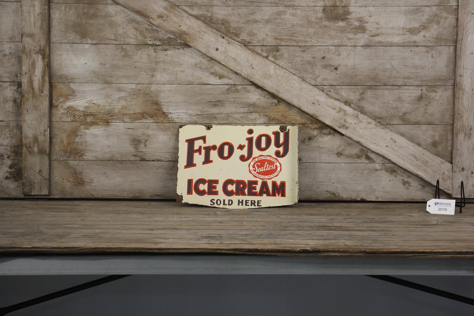 Fro-Joy Ice Cream Sealtest Double-Sided Porcelain Flange Sign