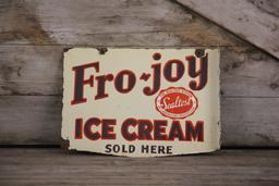 Fro-Joy Ice Cream Sealtest Double-Sided Porcelain Flange Sign