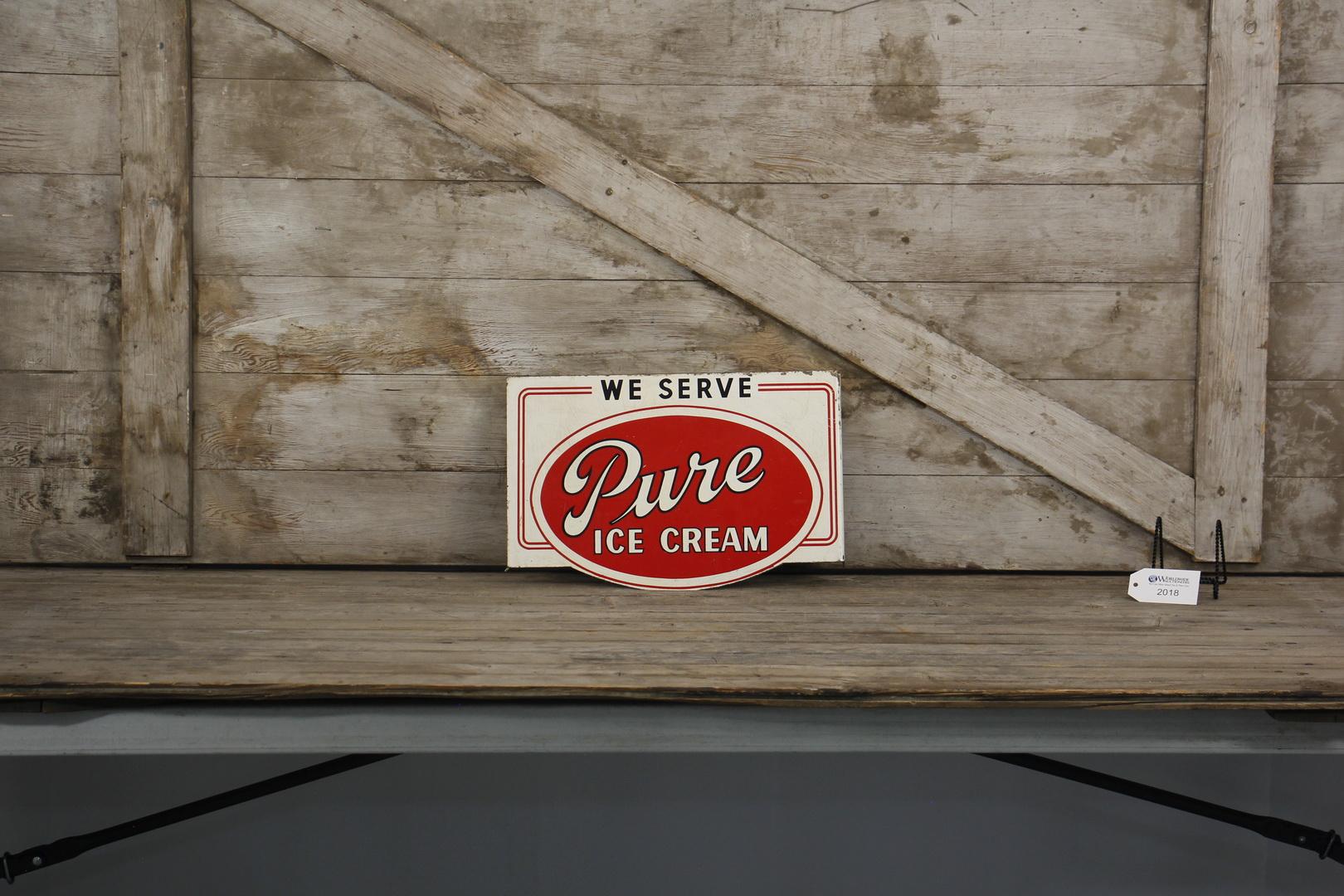 We Serve Pure Ice Cream Double-Sided Flange Sign