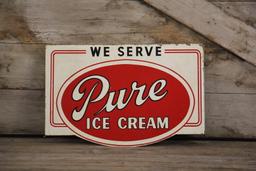 We Serve Pure Ice Cream Double-Sided Flange Sign