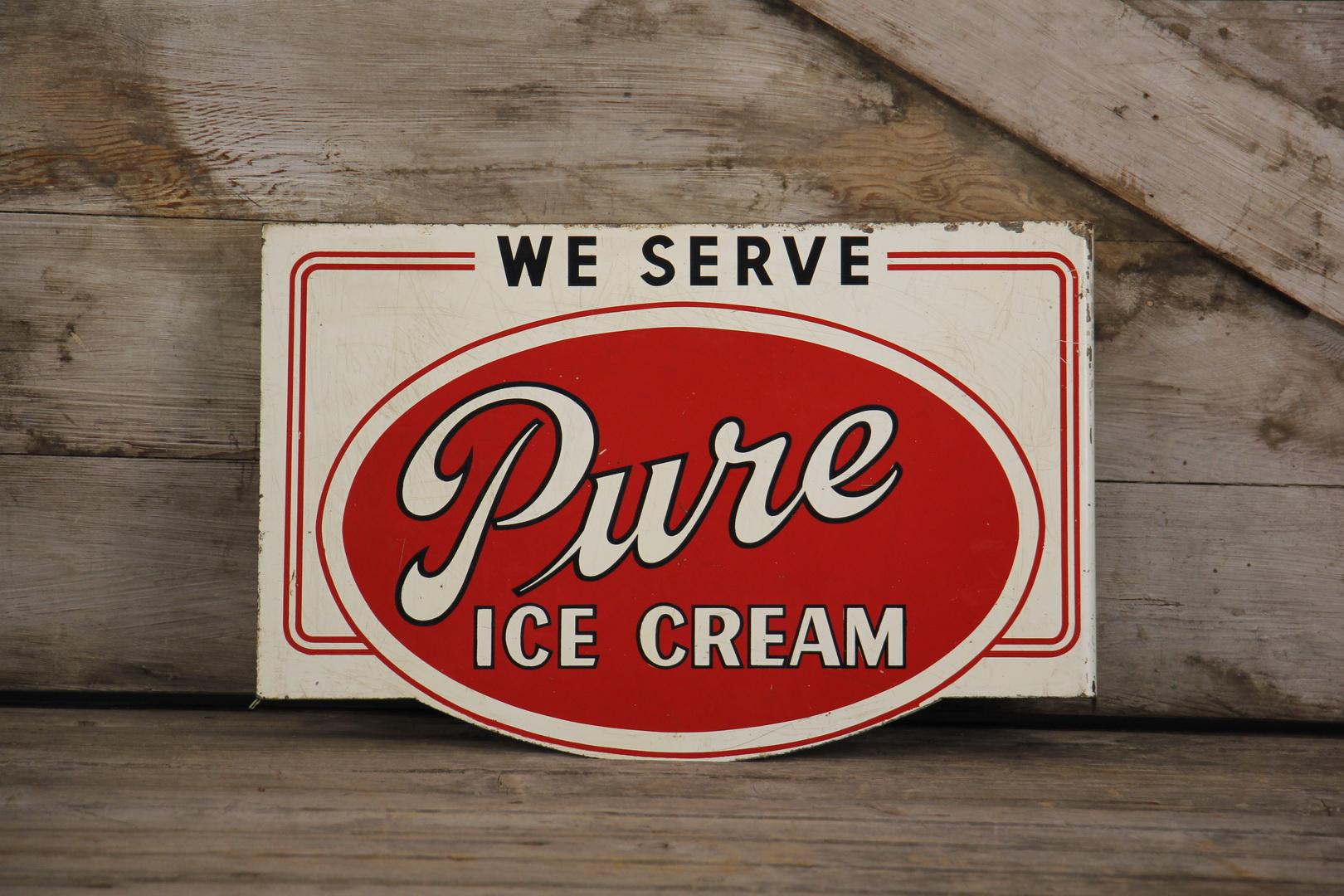 We Serve Pure Ice Cream Double-Sided Flange Sign