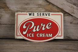 We Serve Pure Ice Cream Double-Sided Flange Sign