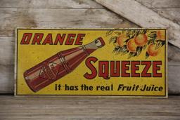 Orange Squeeze Embossed Tin Advertising Sign