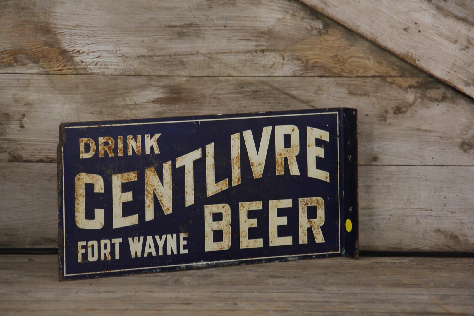 Drink Centlivre Beer Fort Wayne Double-Sided Flange Sign