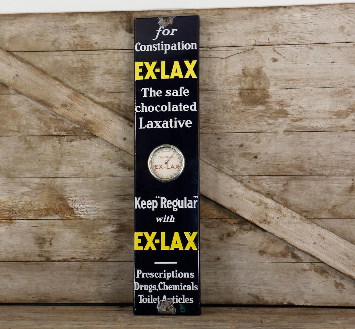 Ex-Lax Laxative Porcelain Thermometer Advertising Sign