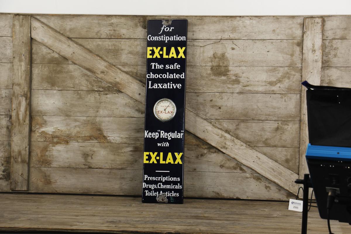 Ex-Lax Laxative Porcelain Thermometer Advertising Sign