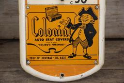 Colonial Automotive Seat Covers Thermometer Sign