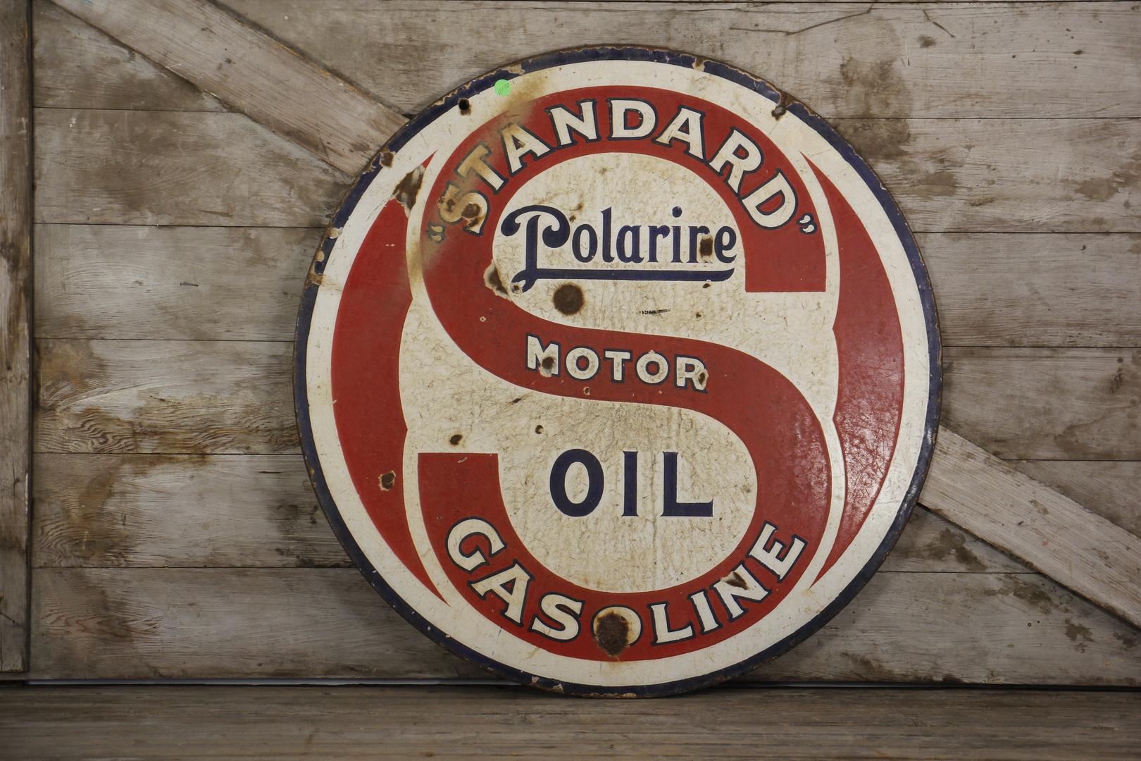 Standard Polarine Oil Gasoline Double-Sided Porcelain Sign