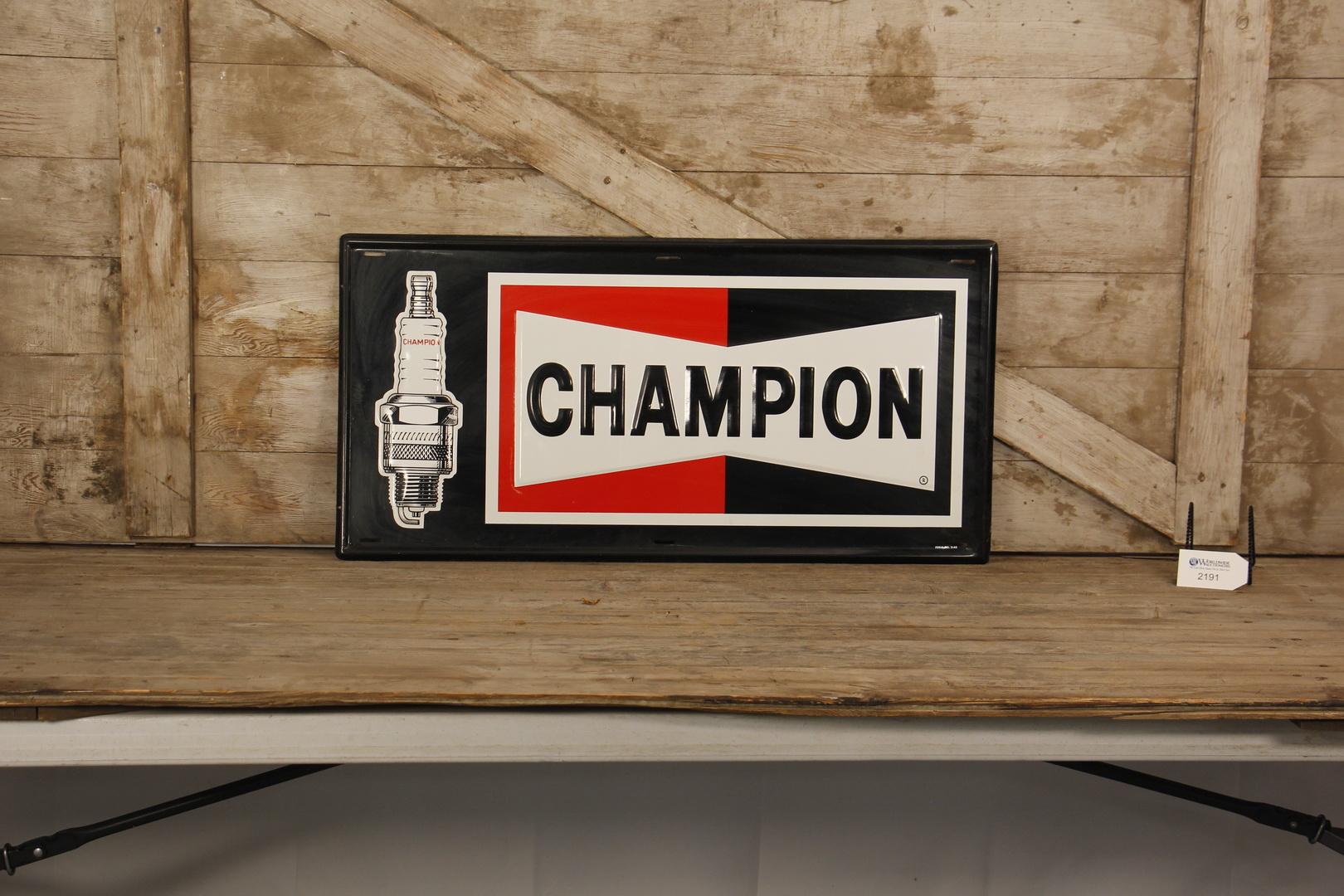 Champion Spark Plugs Embossed Sign