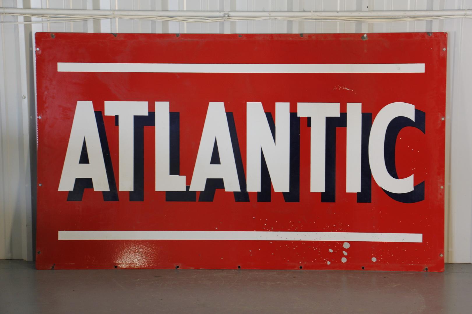 ATLANTIC Gas Station Double-Sided Porcelain Sign