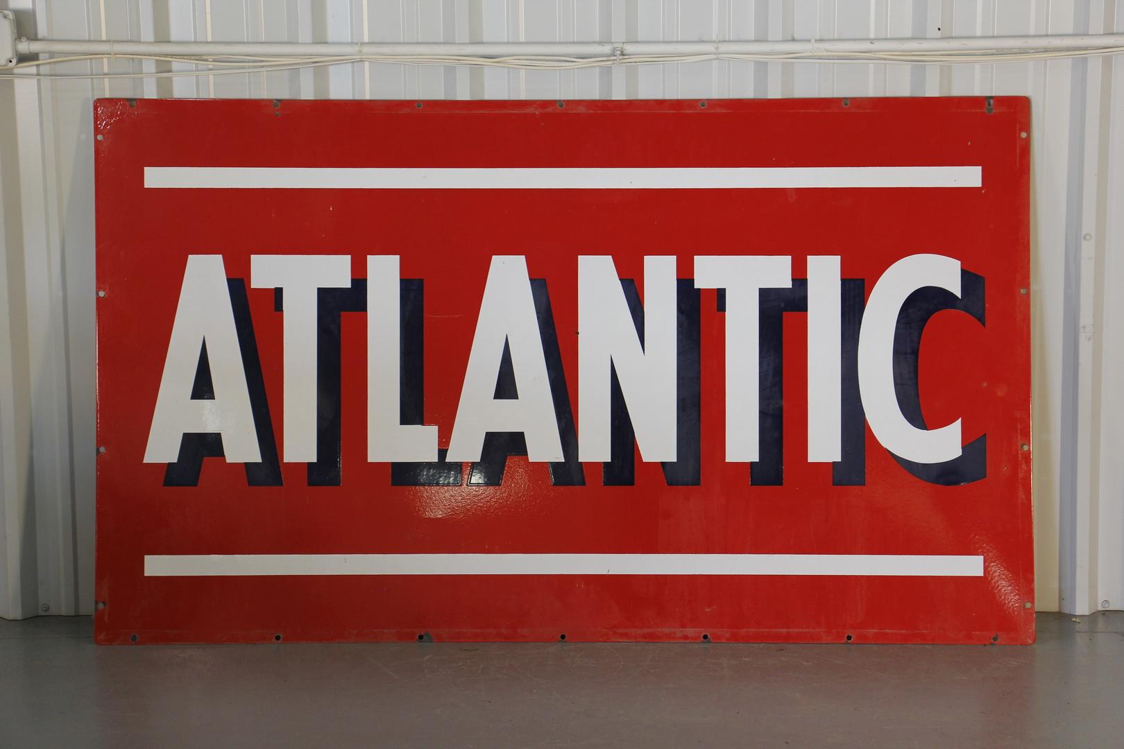 ATLANTIC Gas Station Double-Sided Porcelain Sign