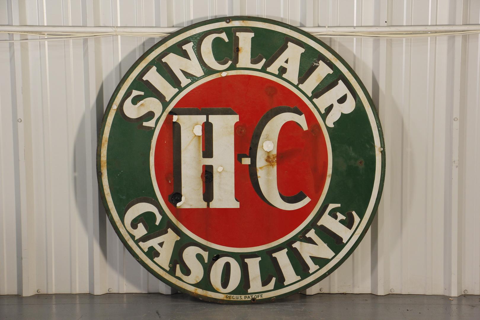Sinclair H-C Gas Station Double-Sided Porcelain Sign - 48"