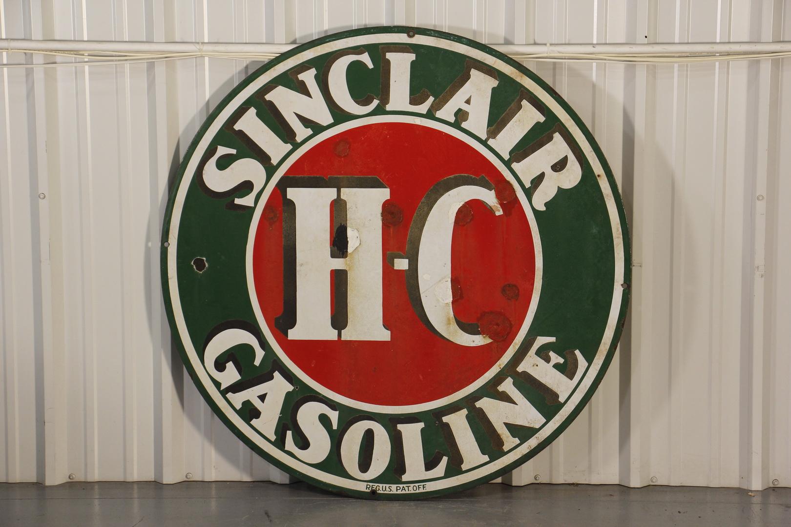 Sinclair H-C Gas Station Double-Sided Porcelain Sign - 48"