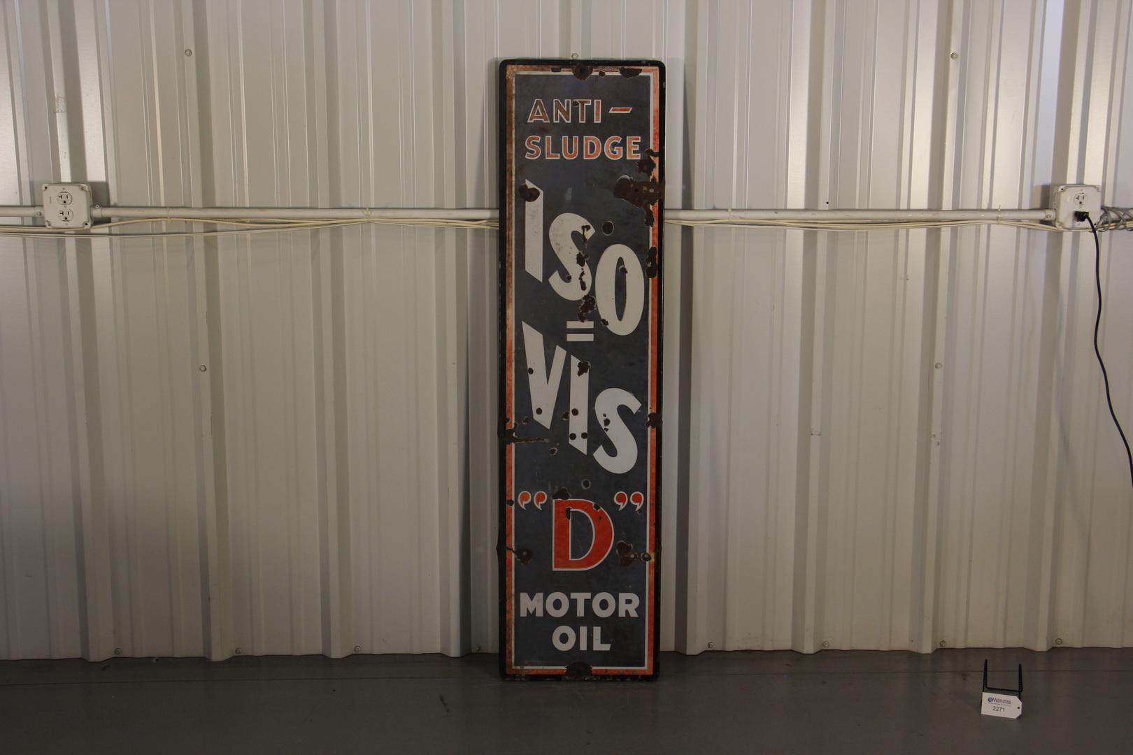 ISO VIS D Motor Oil Vertical Porcelain Sign