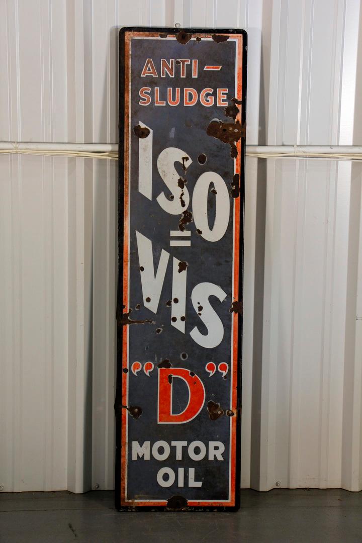 ISO VIS D Motor Oil Vertical Porcelain Sign