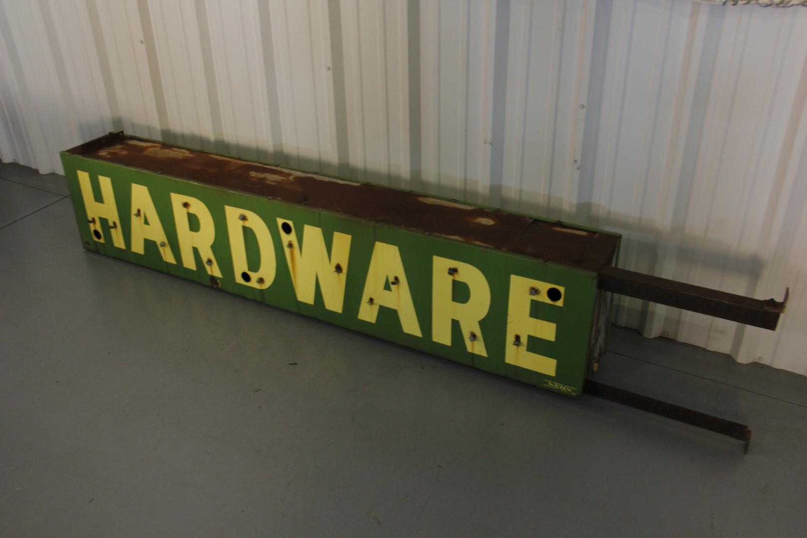 Hardware Store Neon Double-Sided Porcelain Can Sign