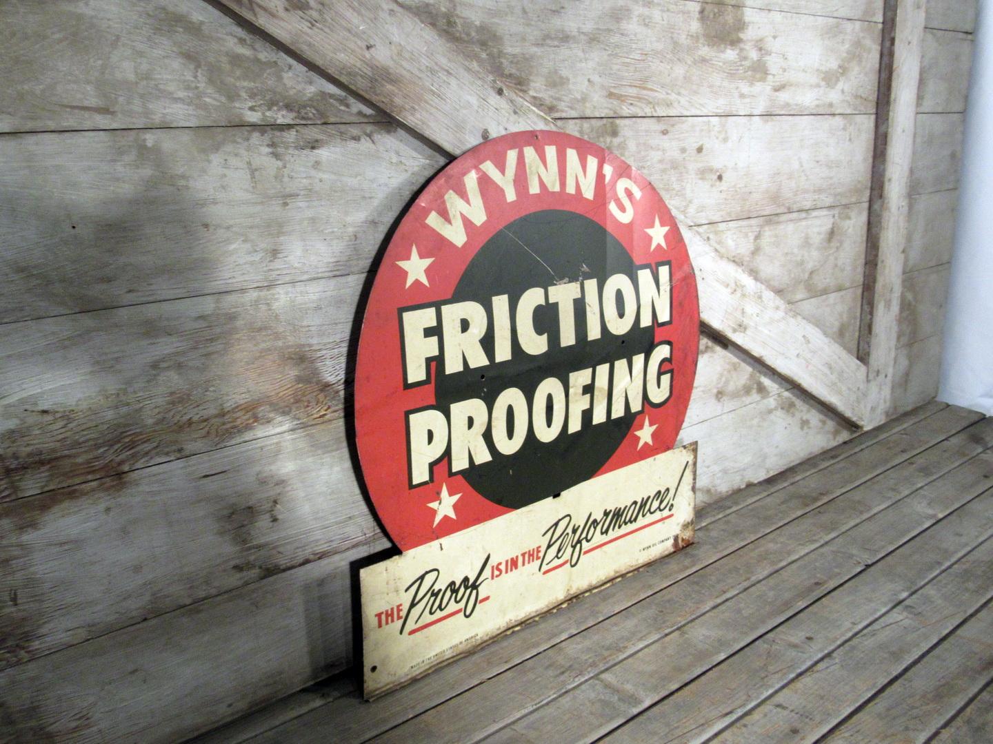 Vintage Wynn's Friction Proofing Oil Metal Sign