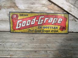 Vintage Drink Good Grape Tin Tacker Sign