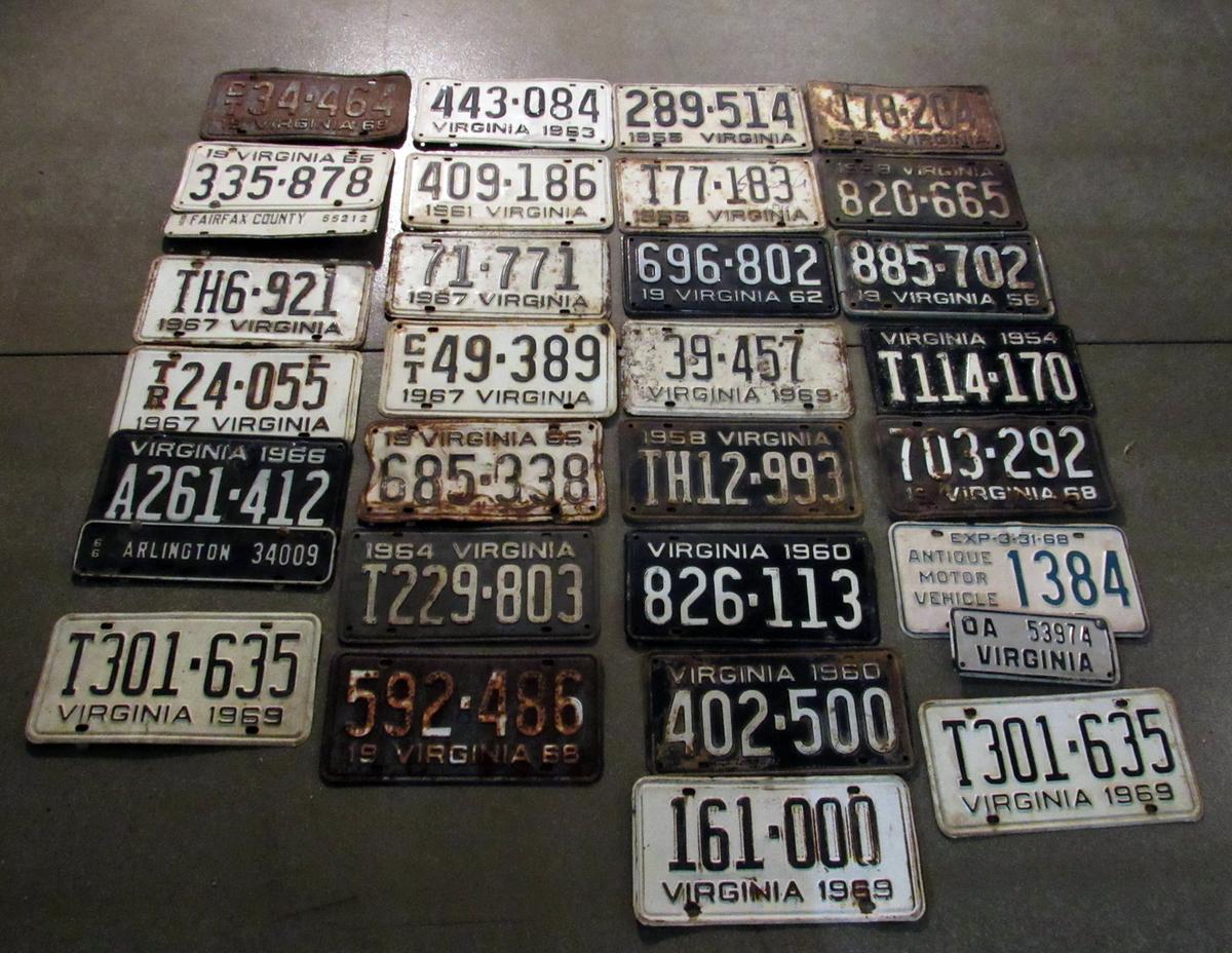 Vintage 1950's Virginia License Plate Lot