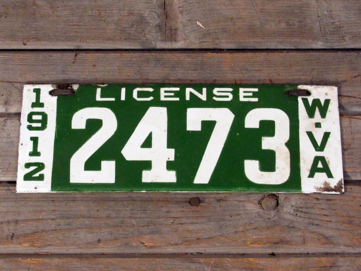 Vintage 1912 West Virginia Porcelain License Plate