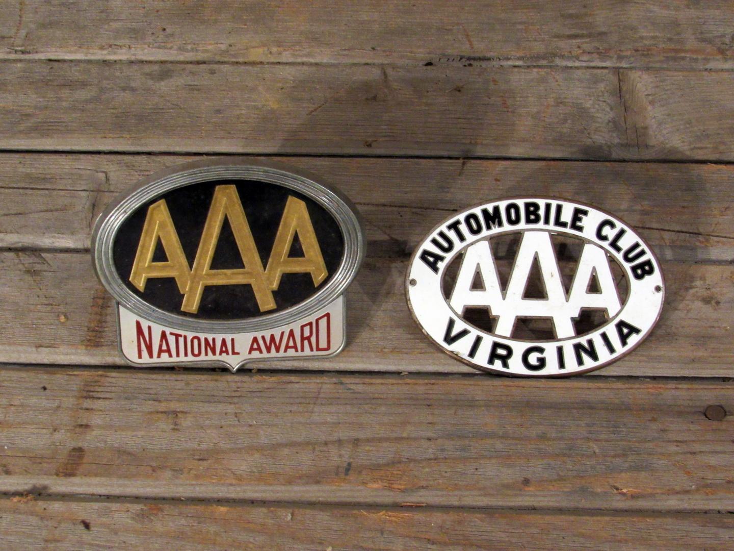 2 Vintage AAA License Plate Toppers