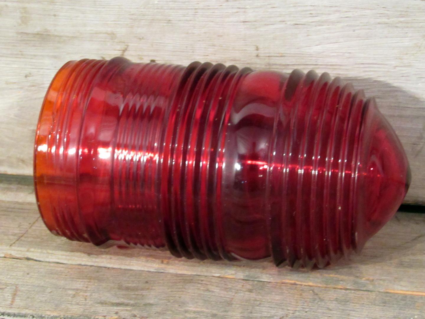 Vintage Red Ribbed Glass Globe