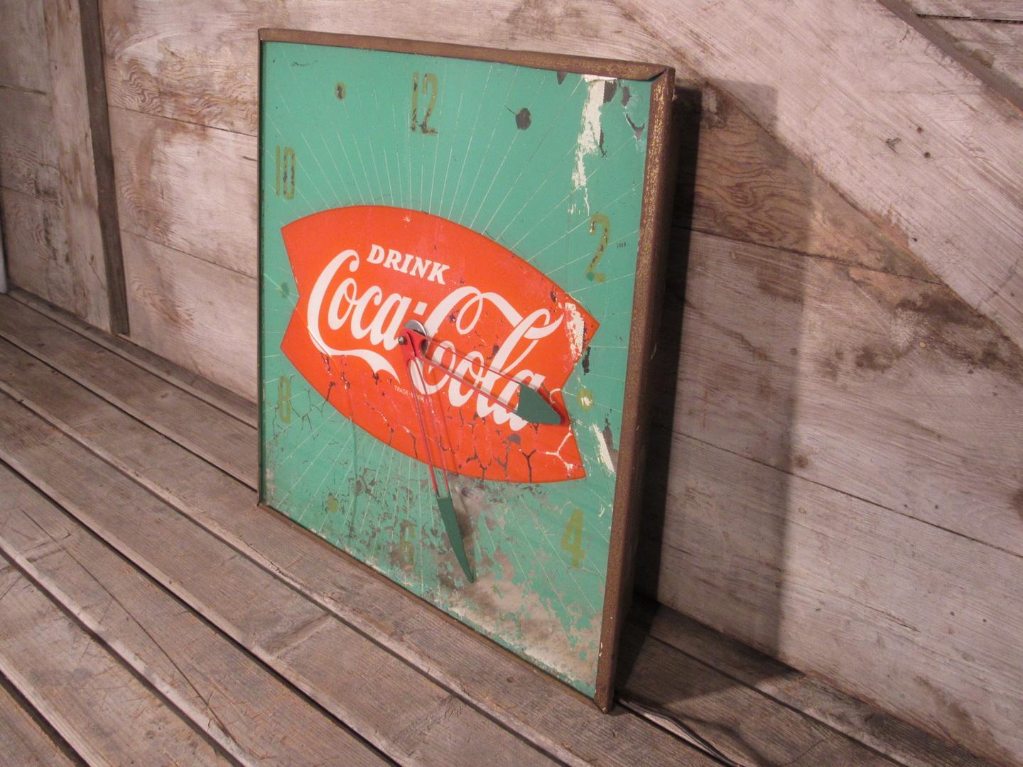 Vintage Coca Cola Fishtail Advertising Clock