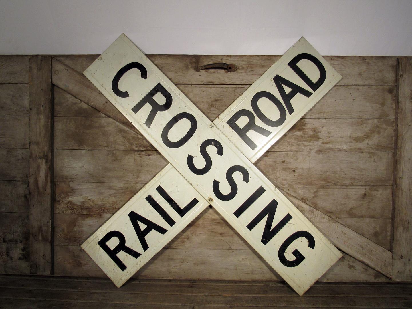 Vintage Railroad Cross Buck Metal Sign