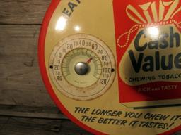Vintage Cash Value Chewing Tobacco Thermometer